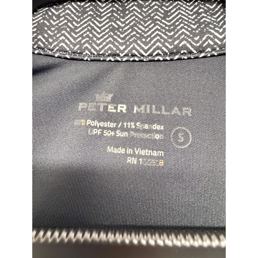 Peter Millar 1/4 Zip Pullover Black White Herringbone UPF 50 Golf Size S - Picture 3 of 8